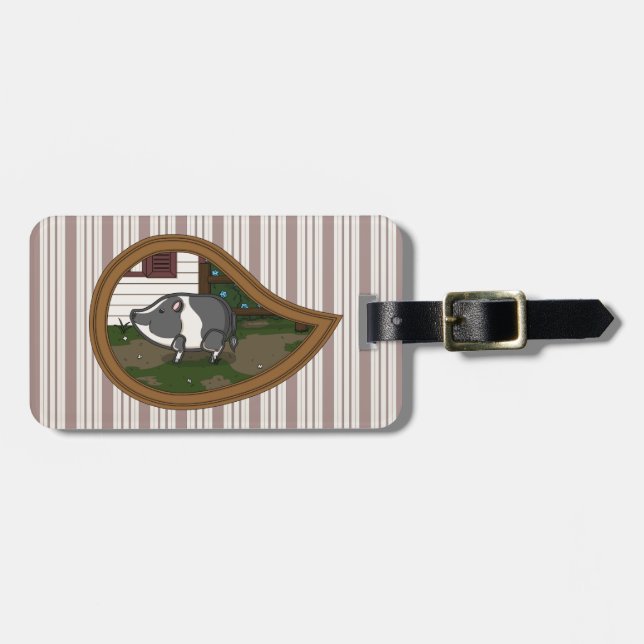 Basil the Pig Luggage Tag (Front Horizontal)