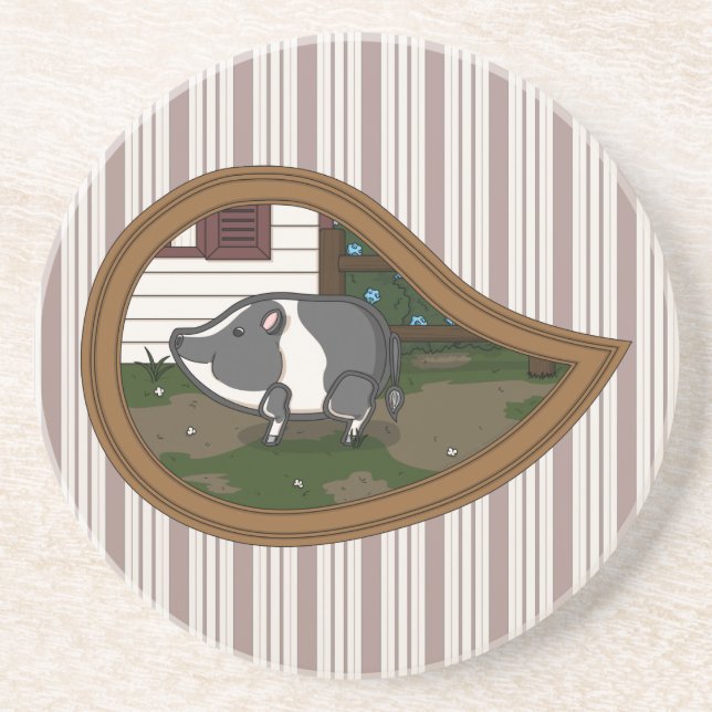 Basil the Pig Stone Coaster (Front)