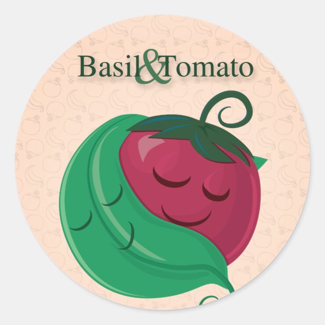 Basil & Tomato Classic Round Sticker (Front)