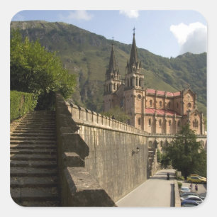 Basilica de Covadonga, northwestern Spain. Square Sticker