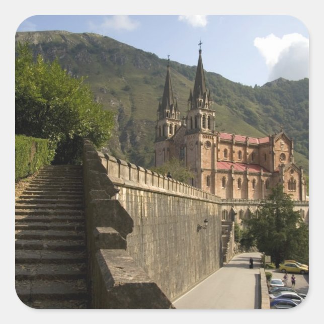 Basilica de Covadonga, northwestern Spain. Square Sticker (Front)