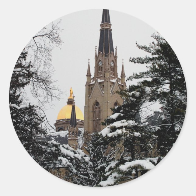 Basilica in the Snow Classic Round Sticker (Front)