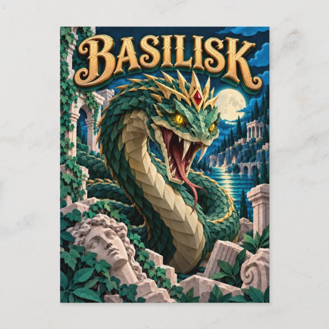 Basilisk, Paper Cut Monster Postcard (Front)