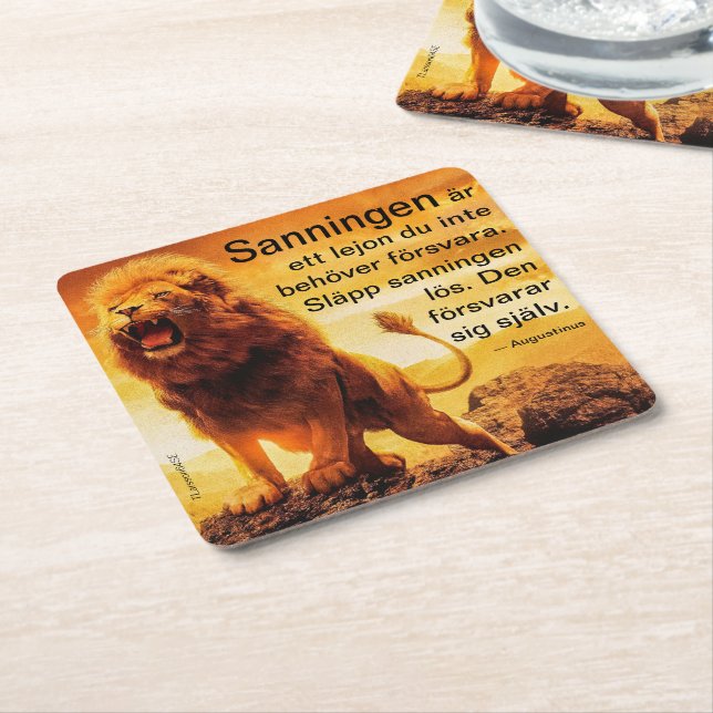 Basis — Lions, Truth Square Paper Coaster (Angled)