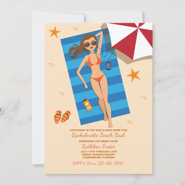 Bask In The Sun Bachelorette Invitation (Front)