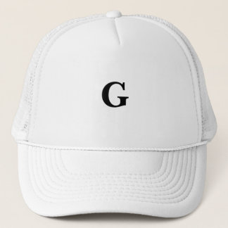 Baskerville Font Monogram G Custom Symbol White  Trucker Hat