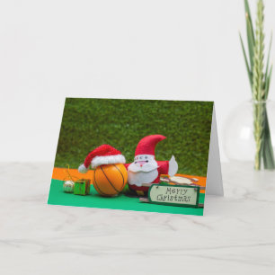Basket ball Christmas Holiday card and Santa Claus