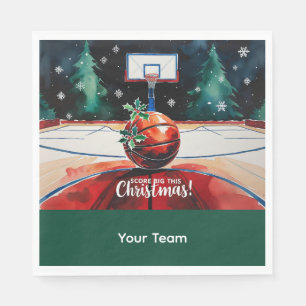 Basket ball Christmas themed with Name Napkin
