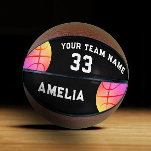Basket Ball Pink Girl Player Name Team Number Basketball