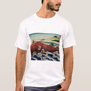 Basket fishing in the Kinu River by Hokusai T-Shirt