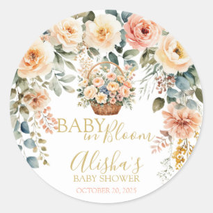 Basket Flowers Baby Shower Sticker