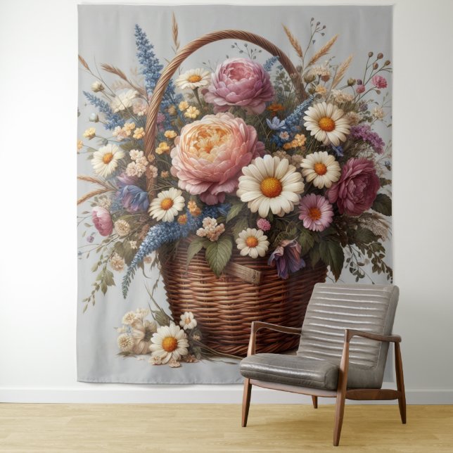 Basket Full Of Flowers Tapestry (In Situ)