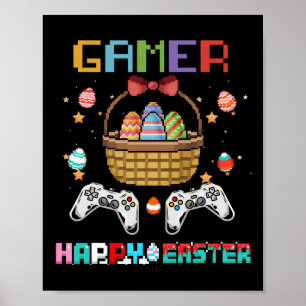 Basket Gamer Video Game Controller With Easter Egg Poster