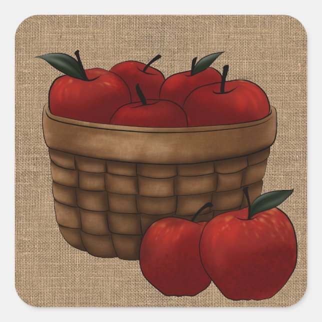 Basket of Apples Square Sticker (Front)