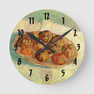 Basket of Apples to Pissarro by Vincent van Gogh Round Clock