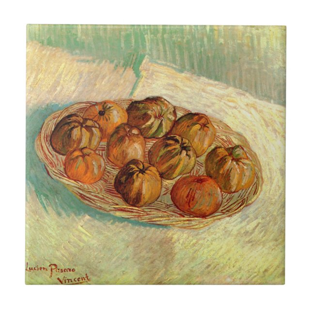Basket of Apples to Pissarro by Vincent van Gogh Tile (Front)