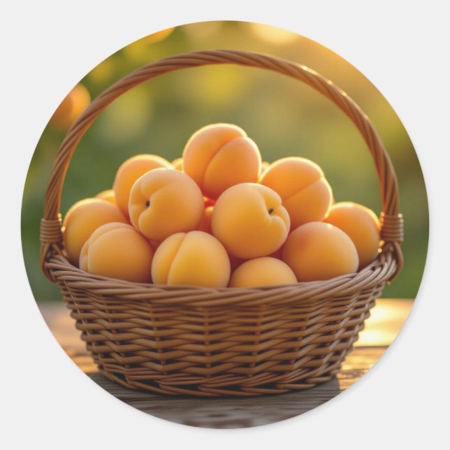 Basket of Apricots Classic Round Sticker (Front)