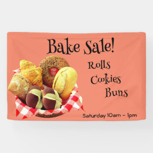 Basket of Baked Goods Gingham Checks Orange Banner