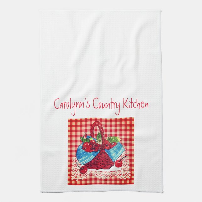 Basket of Cherries Kitchen Towel by Artist (Vertical)