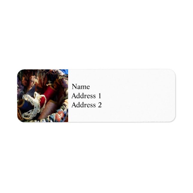 Basket of Crocheting and Thread Return Address Label (Front)