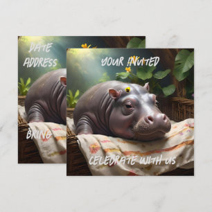 **"Basket of Dreams: A Baby Hippo’s Cozy Nap"** Invitation