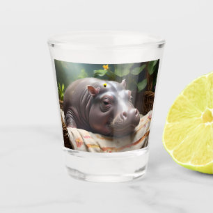 **"Basket of Dreams: A Baby Hippo’s Cozy Nap"** Shot Glass