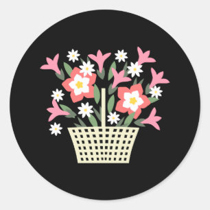 Basket of Flowers Classic Round Sticker