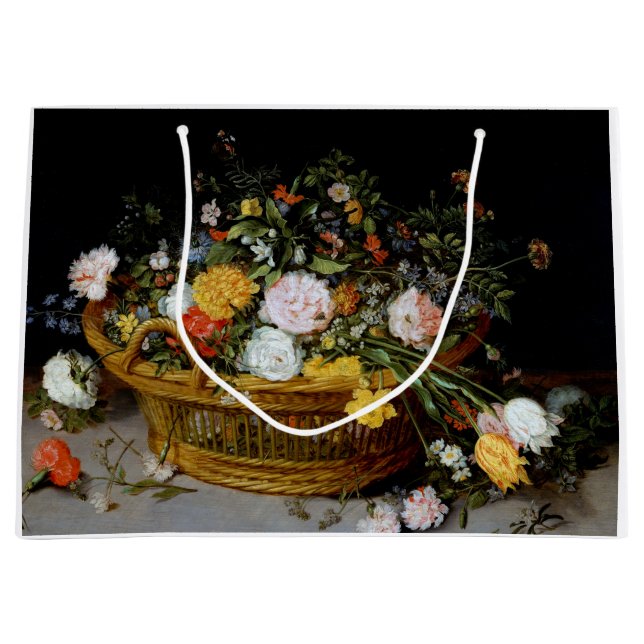 Basket of Flowers, Jan Brueghel the Younger Large Gift Bag (Front)