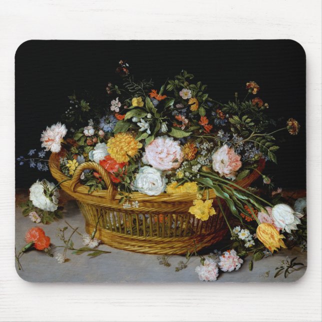 Basket of Flowers, Jan Brueghel the Younger Mouse Pad (Front)