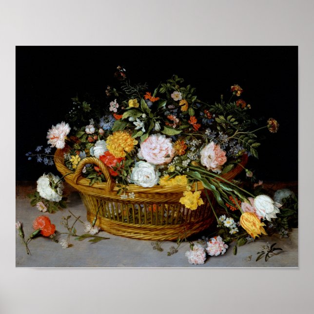 Basket of Flowers, Jan Brueghel the Younger Poster (Front)