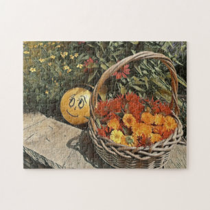 Basket Of Flowers Jigsaw Puzzle