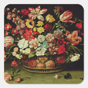 Basket of Flowers Square Sticker