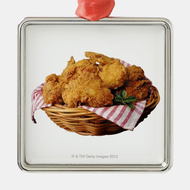 Basket of fried chicken metal ornament (Front)