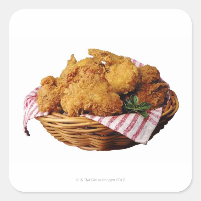 Basket of fried chicken square sticker (Front)