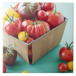 Basket of Heirloom Tomatoes Ceramic Tile