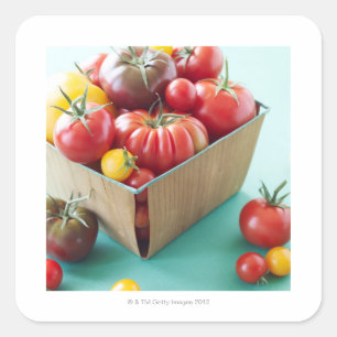 Basket of Heirloom Tomatoes Square Sticker