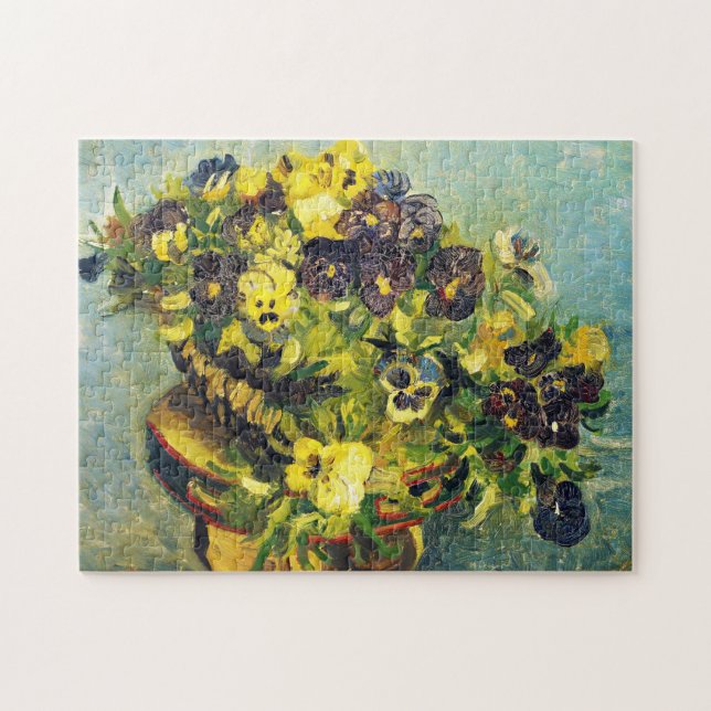 Basket of Pansies on a Table Vincent van Gogh Jigsaw Puzzle (Horizontal)