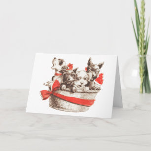 Basket of Puppies, Greeting Card