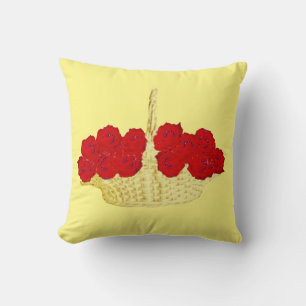 Basket of Red Roses Cushion