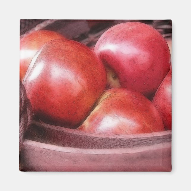 Basket Of Ripe Red Apples Magnet (Front)