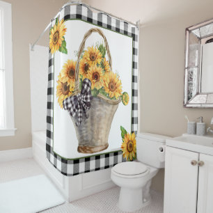 Basket of sunflowers shower curtain