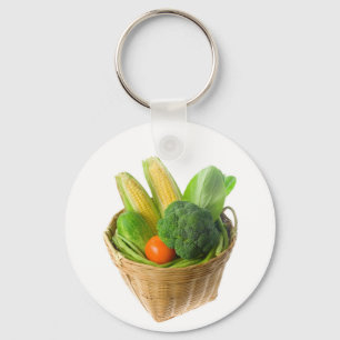 Basket of vegetables key ring