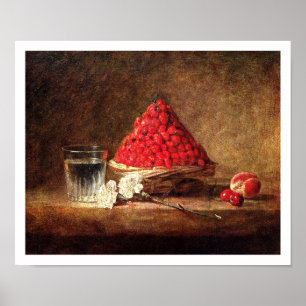Basket of Wild Strawberries by Chardin Poster