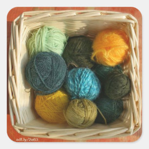 Basket of Yarn Square Stickers