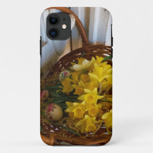 Basket of Yellow Daffodils,white antique door iPhone 11 Case
