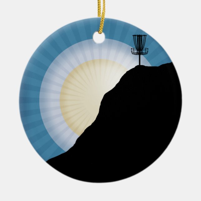 Basket On A Mountain Ceramic Tree Decoration (Front)