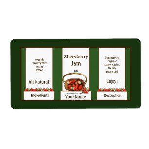 Basket Strawberry Jam Canning Jar Label