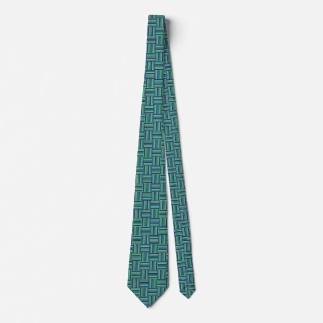 "Basket Weave Blue" Green Purple Trendy Men's Tie (Front)