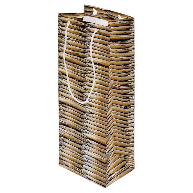 Basket Weave Macro Wine Gift Bag (Back Angled)