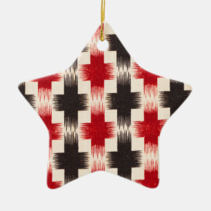 Basket Weave Pattern red and black Abstract art Ceramic Ornament